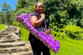 Dark Purple & Gold Brocade Cross Worship Flag Bag