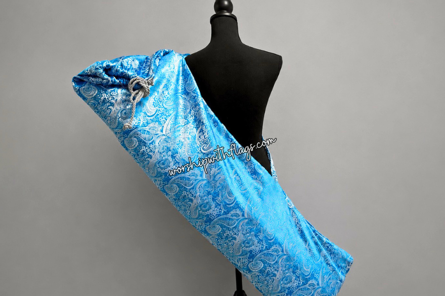 Turquoise & Silver Brocade Worship Flag Bag