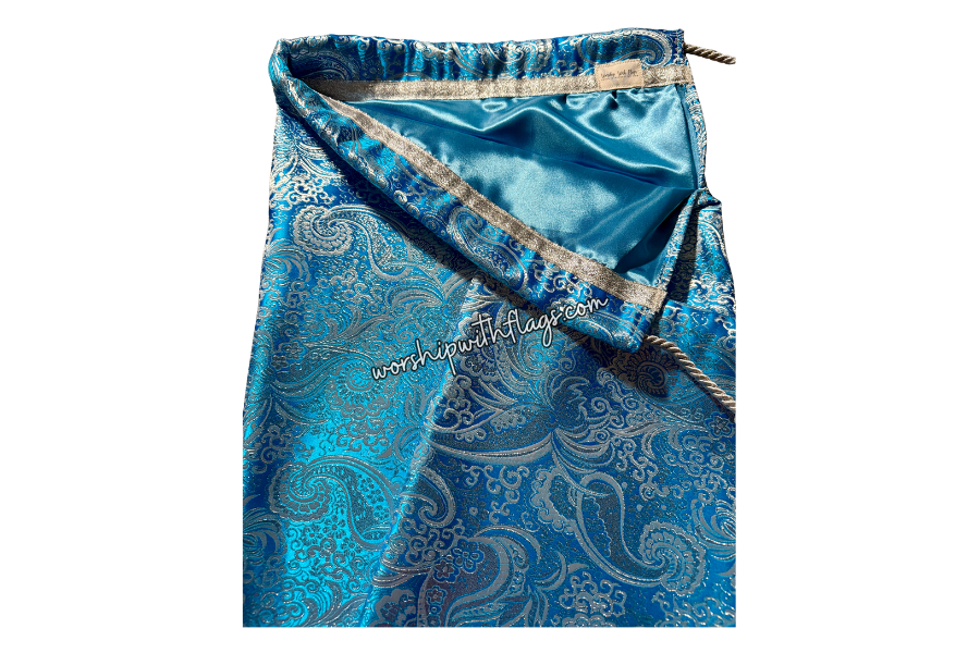 Turquoise & Silver Brocade Worship Flag Bag