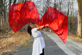 Red Luxe Lamé Angel Wing Flags