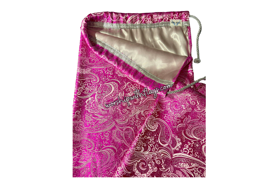 Fuchsia & Silver Brocade Worship Flag Bag