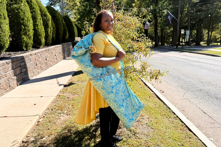 Turquoise & Gold Brocade Worship Flag Bag