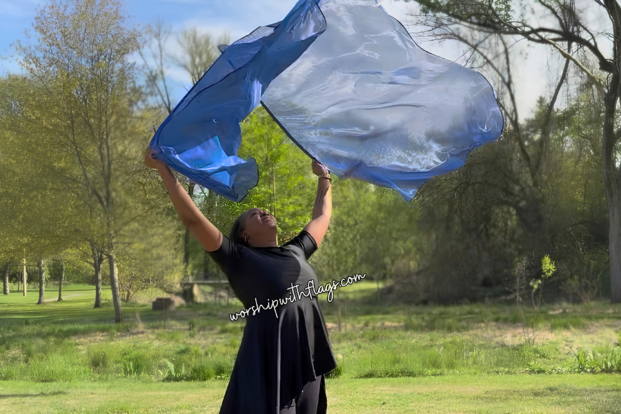 Royal Blue Shimmer Worship Flags
