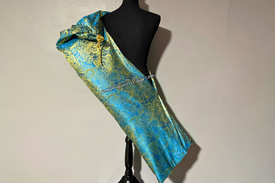 Turquoise & Gold Brocade Worship Flag Bag