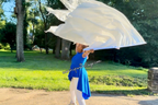 Heaven’s Breath – Jumbo 52” x 84” White Silk Flags w/ Bold Fire Tips
