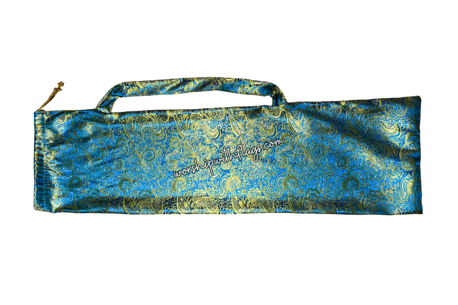 Turquoise & Gold Brocade Worship Flag Bag