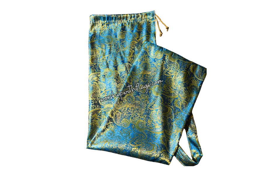 Turquoise & Gold Brocade Worship Flag Bag