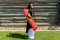 Red & Gold Brocade Cross Worship Flag Bag