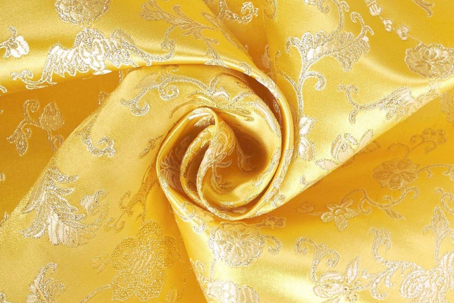 Yellow & Gold Brocade Cross Worship Flag Bag