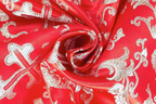 Red & Silver Brocade Cross Worship Flag Bag