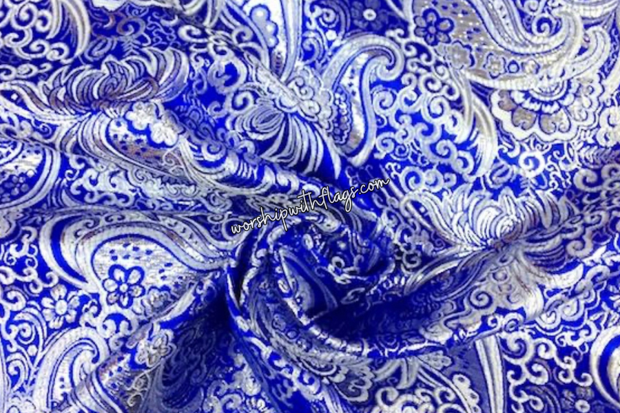Royal Blue & Silver Brocade Worship Flag Bag