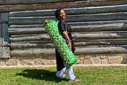 Green & Gold Brocade Cross Worship Flag Bag