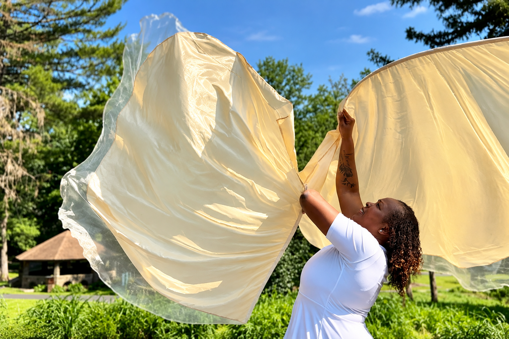 Radiant Offering Double Layer Champagne Angel Wing Flags