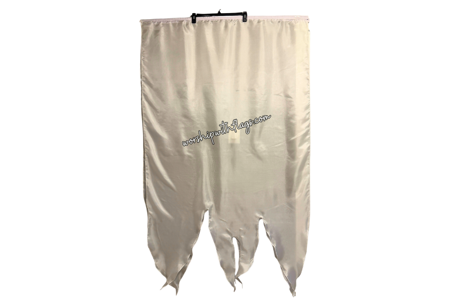 Heaven’s Breath – XL 42” x 72” White Silk Flags w/ Bold Fire Tips