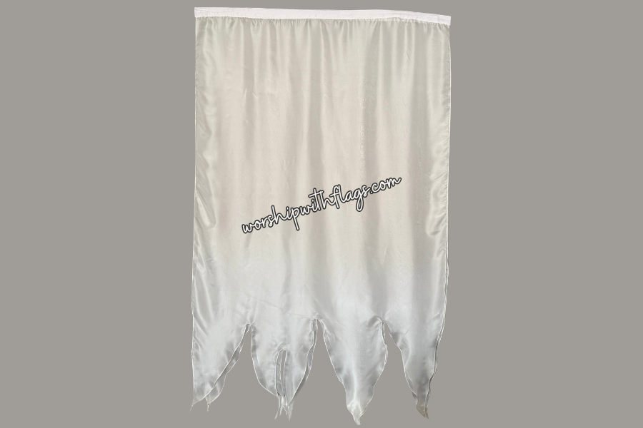 Heaven’s Breath – Jumbo 52” x 84” White Silk Flags w/ Bold Fire Tips